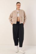 0688 Çift Cepli Bomber Ceket - Bej resmi